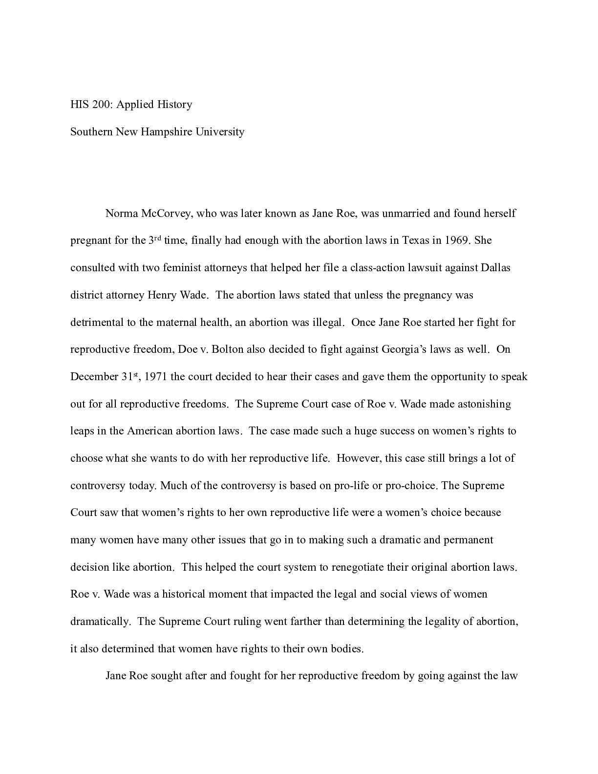 Preview image for HIS 200 Applied hstory essay    HIS 200: Applied History  Southern New Hampshire Universit